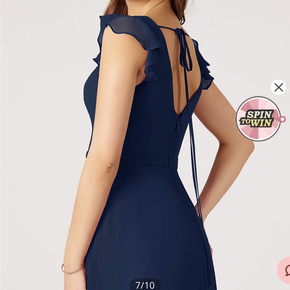 Azazie Dark Navy Bridesmaid Dress custom size close to 10/12 - Picture 13 of 15